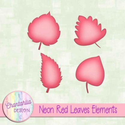 Free neon red leaves design elements