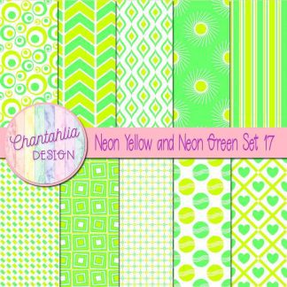 Free neon yellow and neon green digital paper patterns set 17