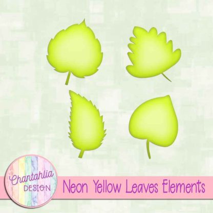 Free neon yellow leaves design elements