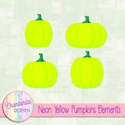 Free neon yellow pumpkin design elements