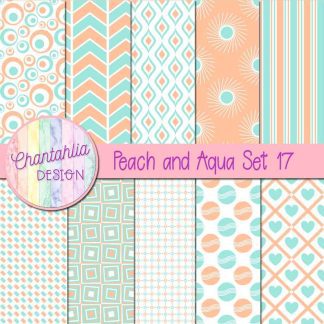 Free peach and aqua digital paper patterns set 17