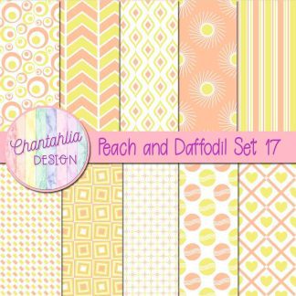 Free peach and daffodil digital paper patterns set 17