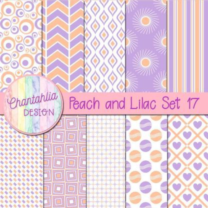 Free peach and lilac digital paper patterns set 17