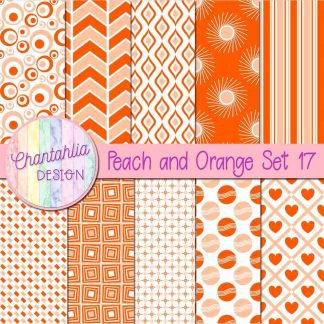 Free peach and orange digital paper patterns set 17