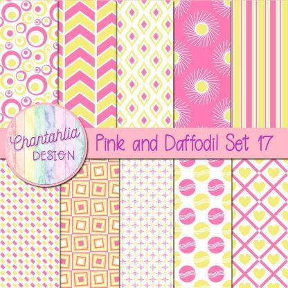 Free pink and daffodil digital paper patterns set 17