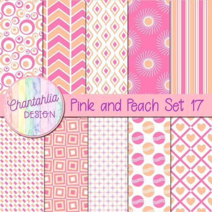 Free pink and peach digital paper patterns set 17