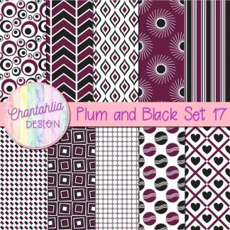 Free plum and black digital paper patterns set 17