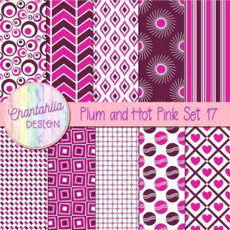 Free plum and hot pink digital paper patterns set 17
