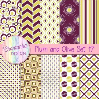 Free plum and olive digital paper patterns set 17