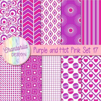 Free purple and hot pink digital paper patterns set 17