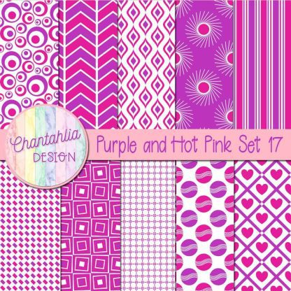Free purple and hot pink digital paper patterns set 17