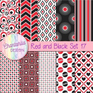 Free red and black digital paper patterns set 17
