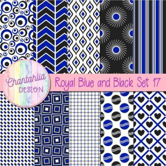 Free royal blue and black digital paper patterns set 17