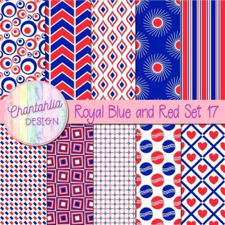 Free royal blue and red digital paper patterns set 17