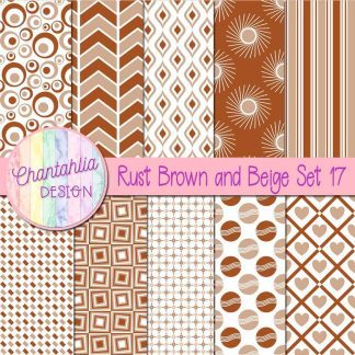 Free rust brown and beige digital paper patterns set 17