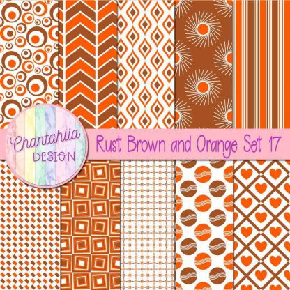 Free rust brown and orange digital paper patterns set 17