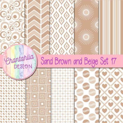 Free sand brown and beige digital paper patterns set 17