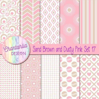 Free sand brown and dusty pink digital paper patterns set 17