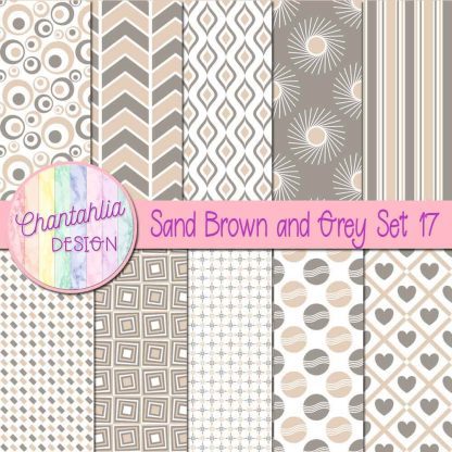 Free sand brown and grey digital paper patterns set 17