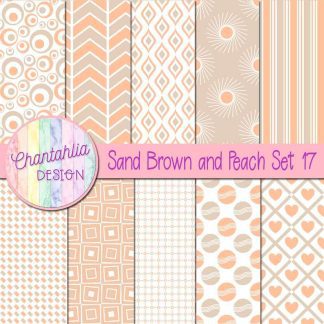 Free sand brown and peach digital paper patterns set 17