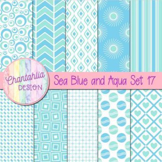 Free sea blue and aqua digital paper patterns set 17