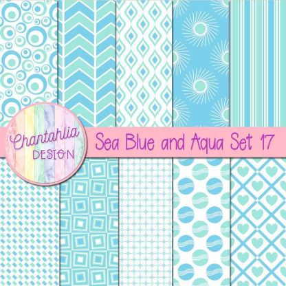 Free sea blue and aqua digital paper patterns set 17