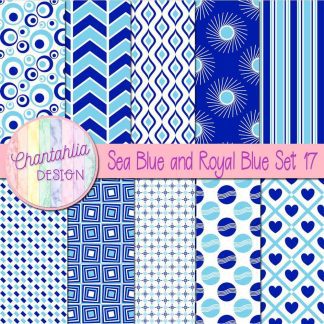 Free sea blue and royal blue digital paper patterns set 17