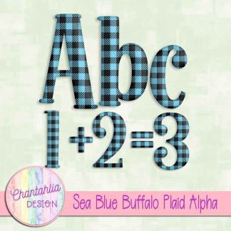 Free sea blue buffalo plaid alpha