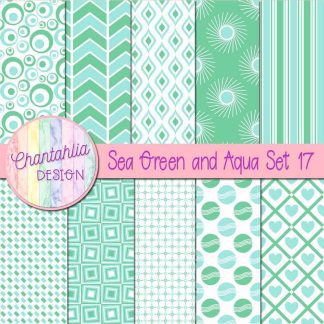 Free sea green and aqua digital paper patterns set 17