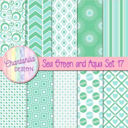 Free sea green and aqua digital paper patterns set 17