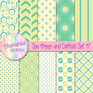 Free sea green and daffodil digital paper patterns set 17