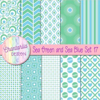 Free sea green and sea blue digital paper patterns set 17