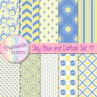Free sky blue and daffodil digital paper patterns set 17