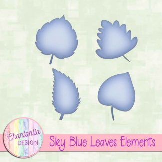 Free sky blue leaves design elements