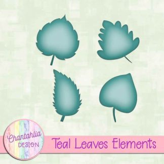 Free teal leaves design elements