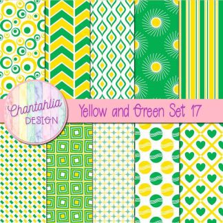 Free yellow and green digital paper patterns set 17