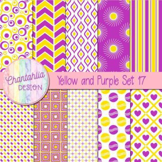 Free yellow and purple digital paper patterns set 17