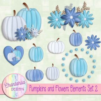 Free design elements in a Pumpkins and Flowers theme