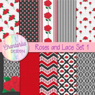 Free digital papers in a Roses and Lace theme.