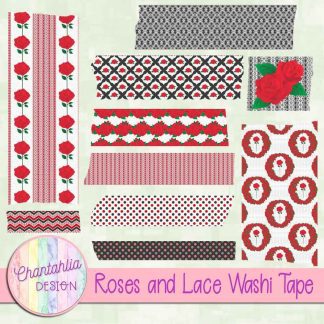 Free washi tape in a Roses and Lace theme.