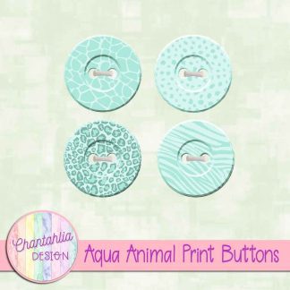Free aqua animal print buttons