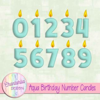 Free aqua birthday number candles
