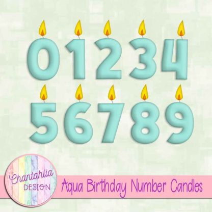 Free aqua birthday number candles