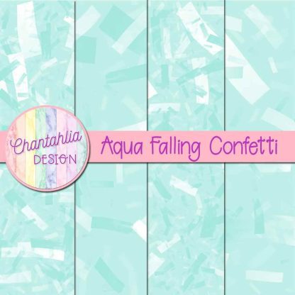 Free aqua falling confetti digital papers