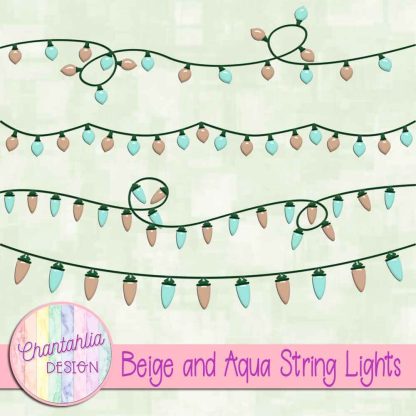 Free beige and aqua string lights