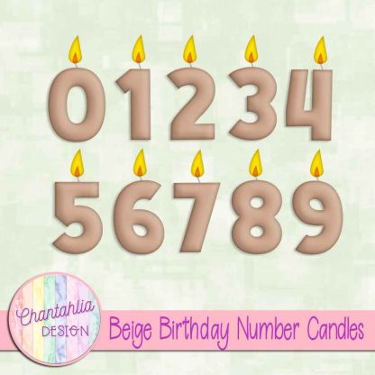Free beige birthday number candles
