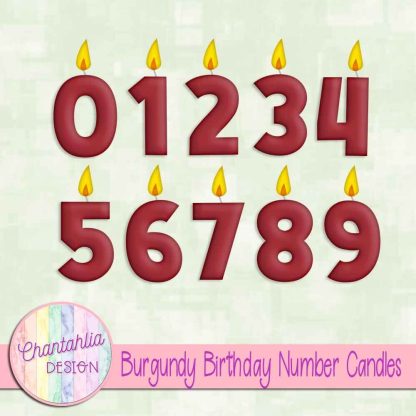 Free burgundy birthday number candles