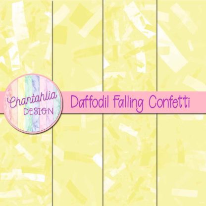 Free daffodil falling confetti digital papers