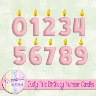 Free dusty pink birthday number candles
