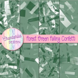 Free forest green falling confetti digital papers